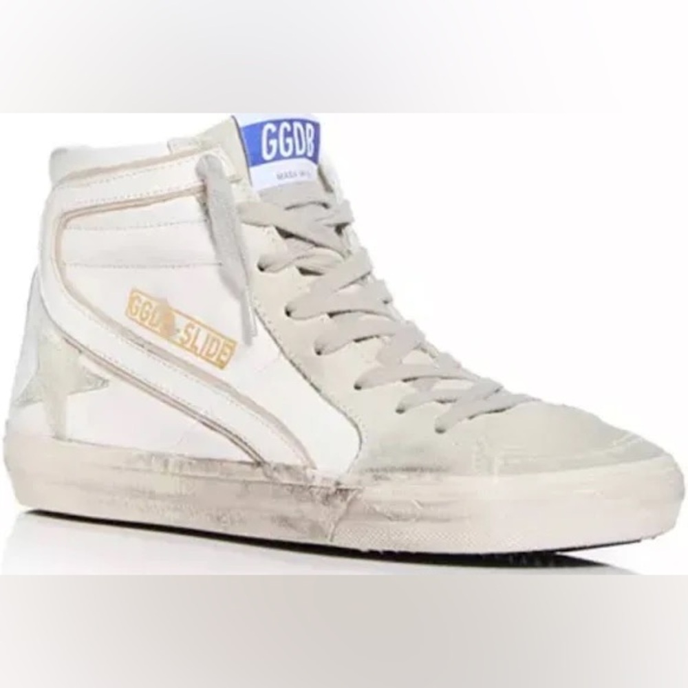 Golden Goose High Top Distressed Leather Sneakers
